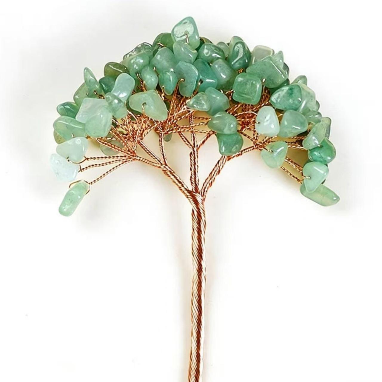 Natural Crystal Wealth Tree DIY Kit: Semi-finished Handmade Woven Tree with Crystal and Copper Wire Accessories 4 Branches