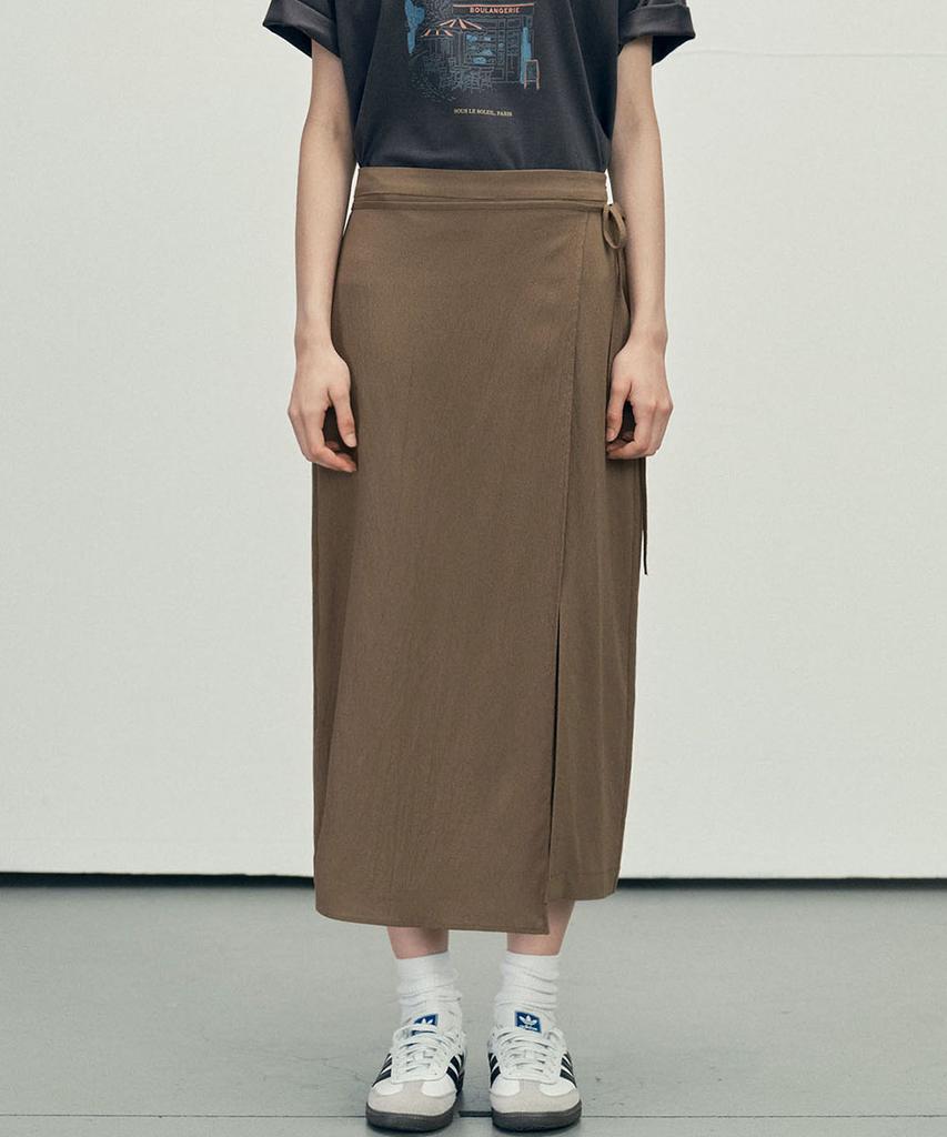 Marop 3115 Crinkle Wrap Skirt (Dark Beige)