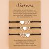 3 Pcs Three Sisters Stainless Steel Heart Bracelet Handmade Matching Heart Distance Heart-to-Heart Sister Card Bracelets