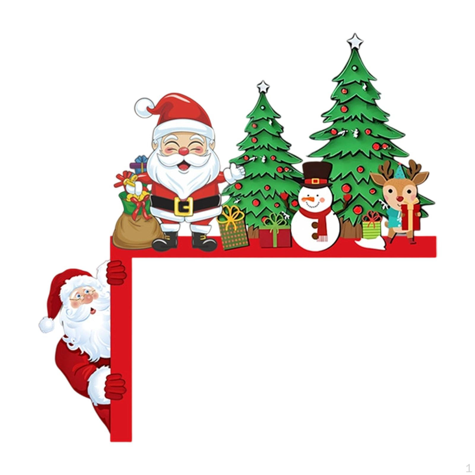

Christmas Door Corner Decoration Frame Holiday Decor Wall Snowman Wood Ornament for Left