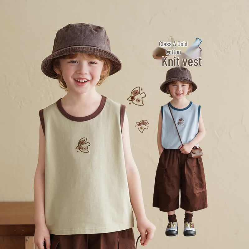 Unisex Kids' Cotton Color-Block Summer Vest