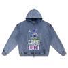 DTG print Knitted Denim Zip-Up Hoodie Grow With The Flow Brother Print Zipper Hoodies  
