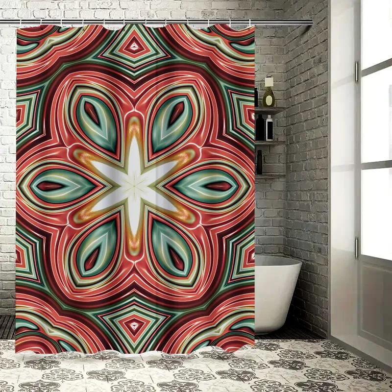 Decorative Bathroom Shower Curtain with Colorful Geometric Patterns for Home Decoration Showercurtain