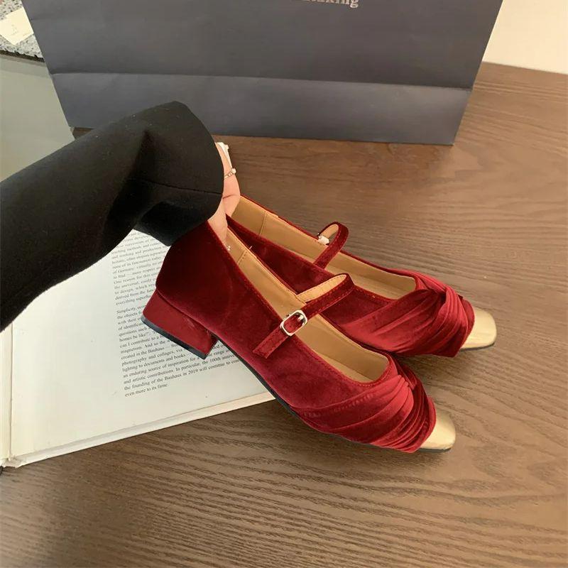 Fashion Bailamos Brand Women Velvet Flat Shoes Square Toe Shallow Soft Ballerina Shoes Ladies Casual Dress Ballet Loafers Classics Mujer
