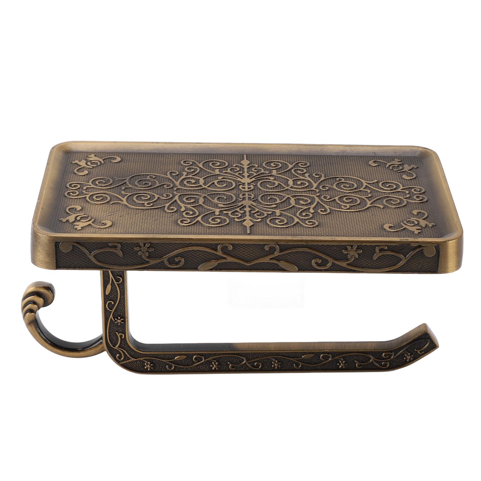 

Bathroom Paper Rack with Mobile Phone Holder Wall Mounted Multifunction Space Aluminum Toilet Paper Holder with Phone