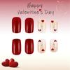 24 Pcs Heart Press On Nail Glossy Artificial Nail Golden Stripes Stick on Nail Valentines Day Full Cover False Nail