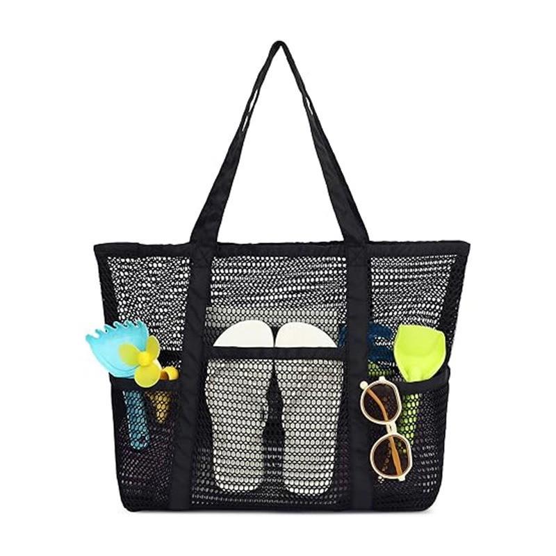 Große Netz-Strandtasche mit mehreren Taschen für Reise- und Schwimmaufbewahrung