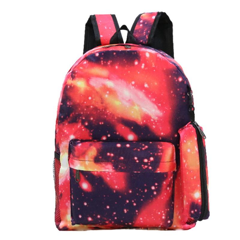 Printed backpack + pencil case casual student schoolbag two-piece set