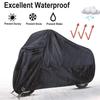 Black Motorcycle Cover - 170T/190T/210D, Sunscreen, Rainproof, Dustproof