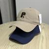 Versatile Pure Cotton Embroidered Big P Baseball Cap Men's and Women's Big Head Circumference Hat Couple Soft Top Cap Showing Small Face