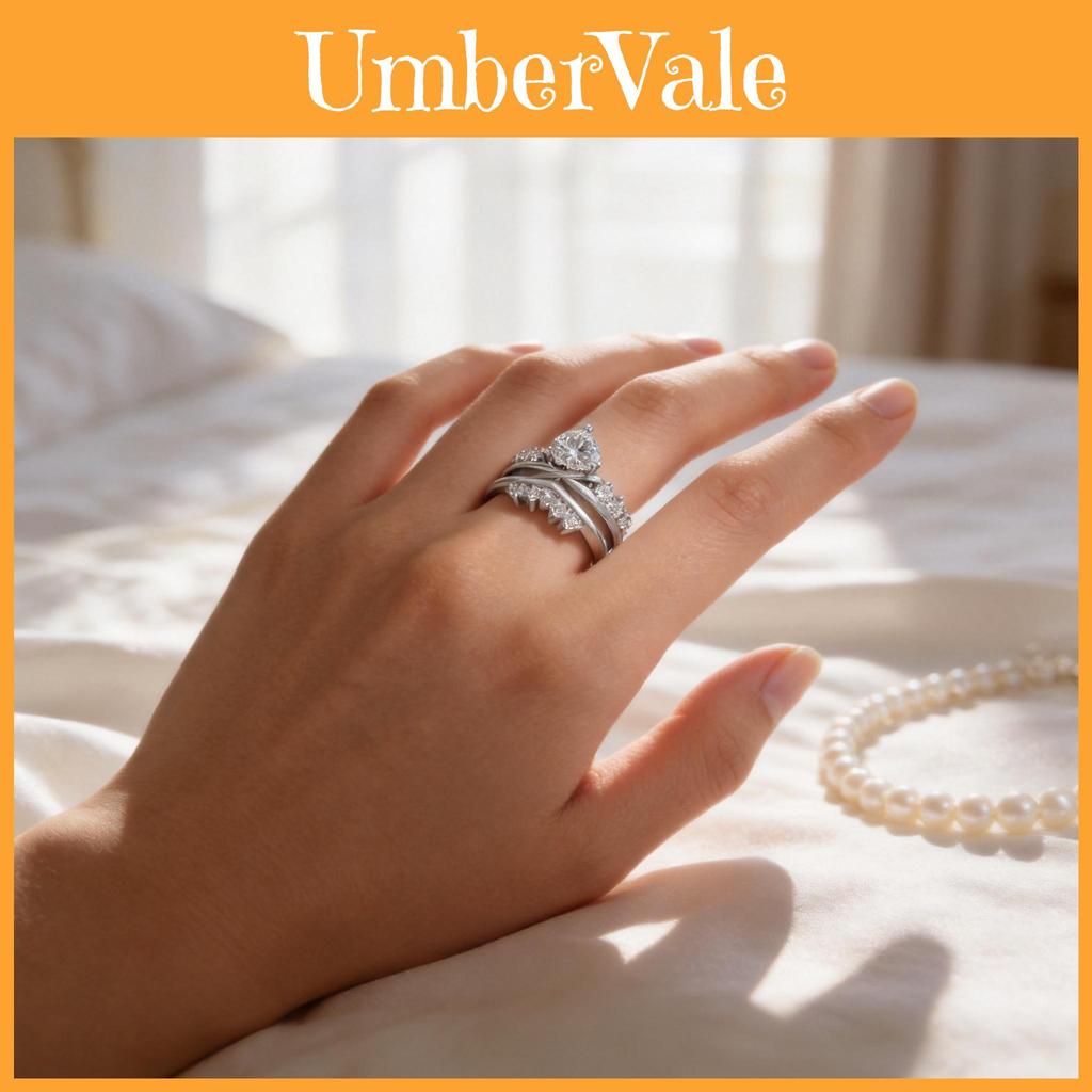 Elegant Heart Diamond Ring Set With Cross Design For Wedding And Anniversary Gifts