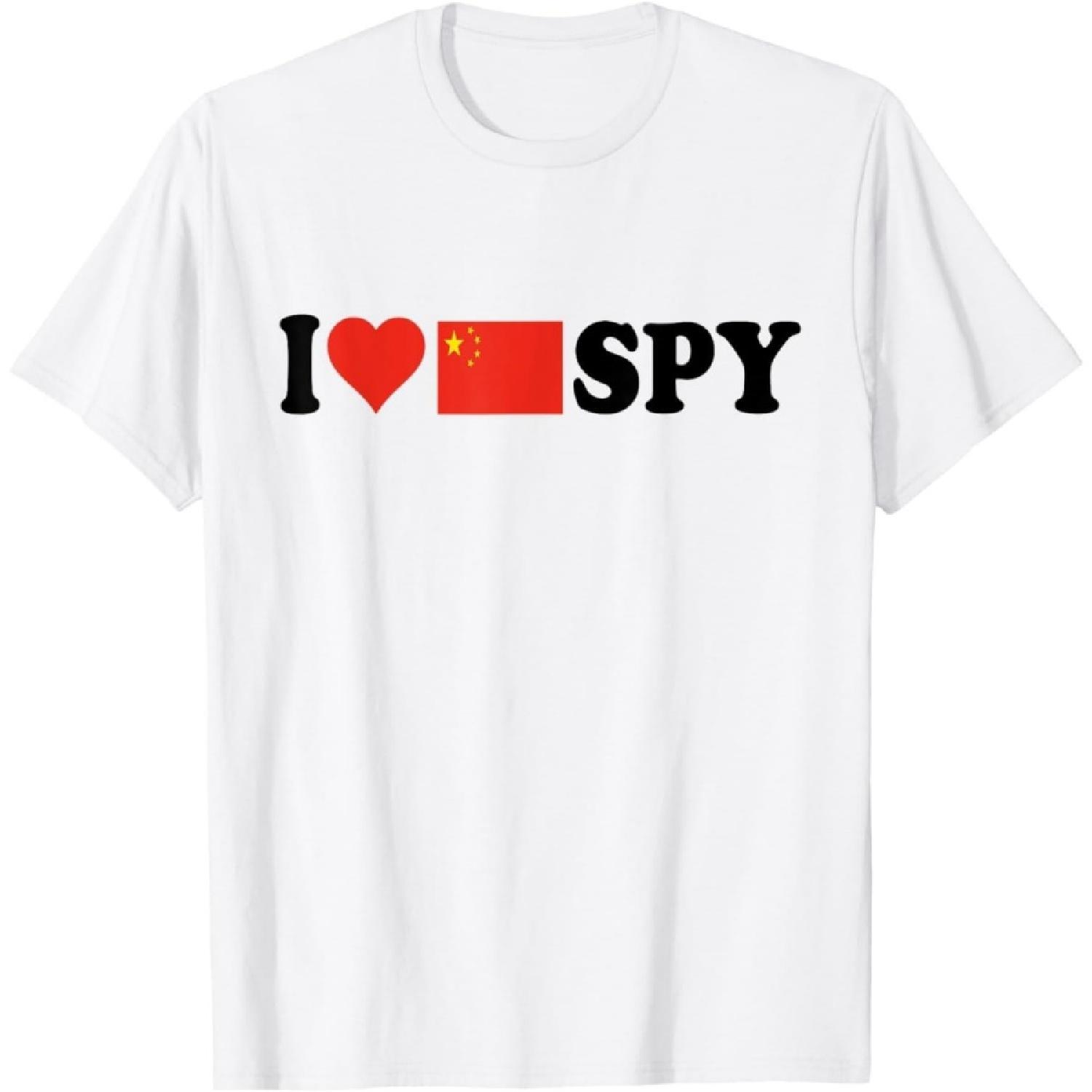 QINGXIUU I Love My Chinese Spy, I Heart Chinese Spy, China Flag T-Shirt Unisex S