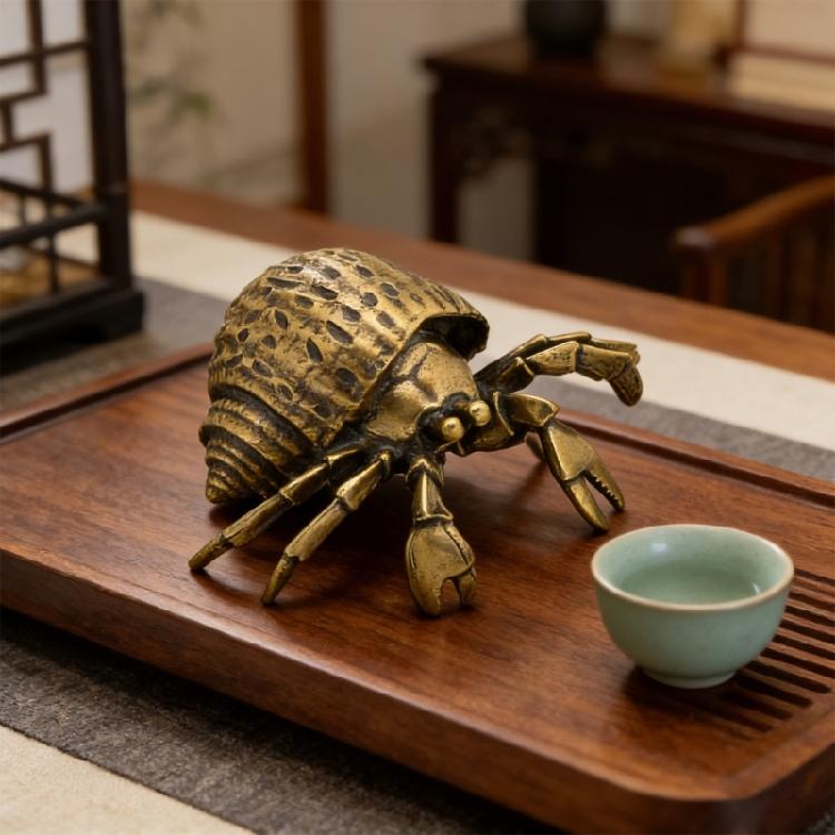 Metal Hermit Crabs Statue Decors Animal Figurine Decorative Ornament Collectible Figurine for Office Home Desktop Decors
