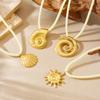 DIEYURO 316L Stainless Steel Golden Shell Conch Sun Ocean Pendant Necklace Lady New Trend Waterproof Rope Chain Jewelry