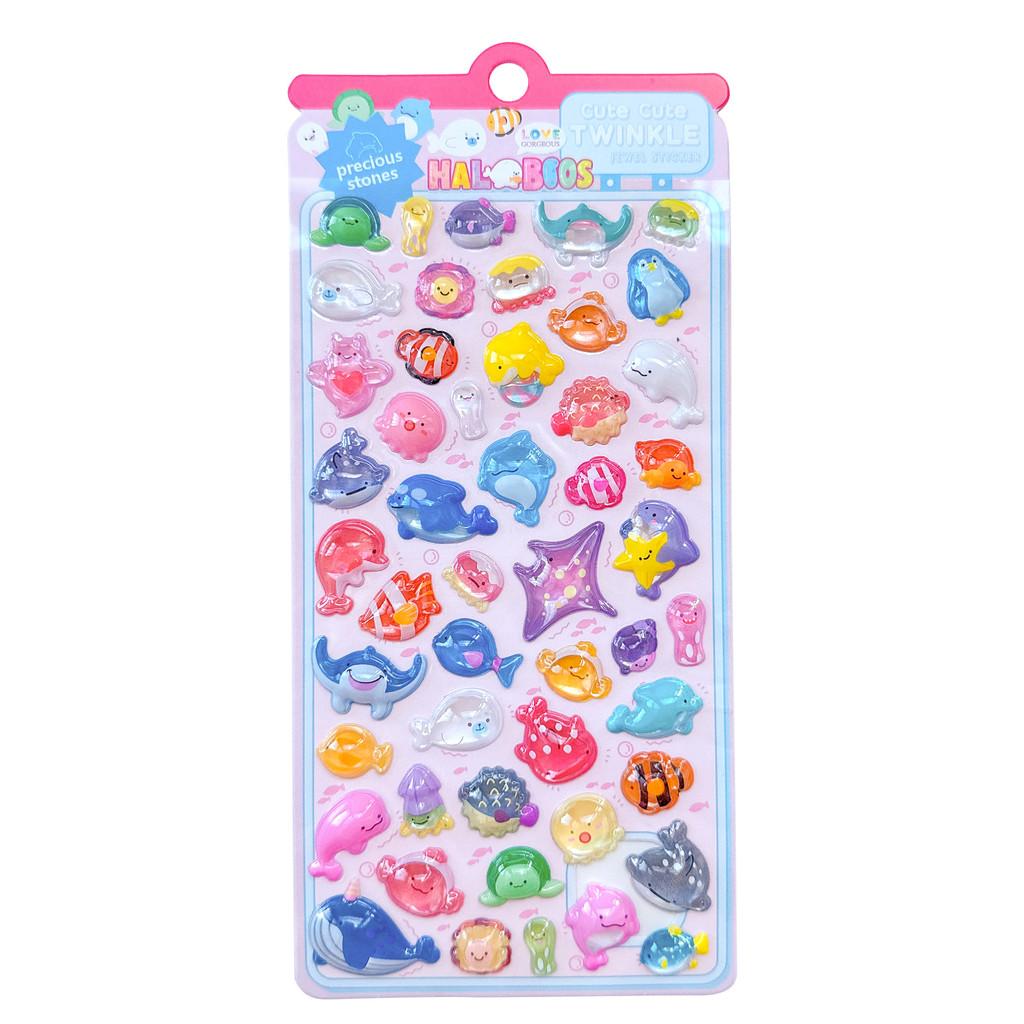 3D Marine Animal Embossed Crystal Stereo Fish Stickers 4PCS Kids' DIY Guka Supplies Decorative Decals BulingBulingStickers Store