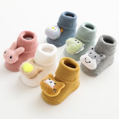 Terry Thickened Baby Socks Children Toddler Floor Socks with Non-slip Sole Cartoon Animal Newborn Infant Cuffed Socks Panel