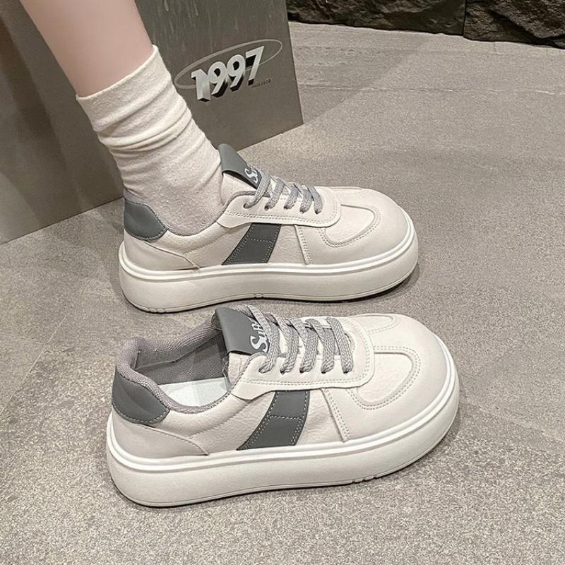 

Весна, Лето, Осень и Зима Женская Обувь Женские Кроссовки Белая Обувь Низкий верх Круглый носок Увеличивающая рост Повседневная обувь 38 серый