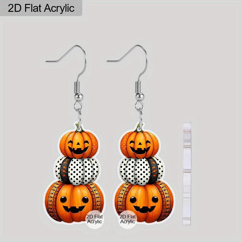 

2D Плоские Женские Серьги на Хэллоуин Тыква Акриловые Серьги Аксессуары для Украшения на Хэллоуин