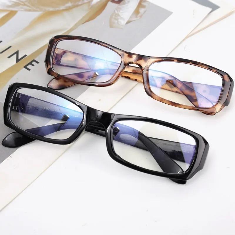 Retro Square Small Frame Glasses Women Girls Y2K Black Plastic Narrow Frame Anti Blue Light Glasses Fashion Versatile Glasses