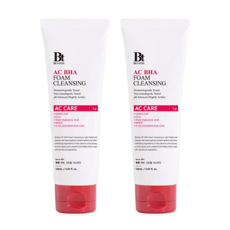 

BENTON AC BHA Foam Cleansing 120ml × 2 (Mild-Acidic BHA Dermatology-Grade Deep Cleanser)