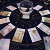 Tarot Reading Cloth Zodiac Wheel Navy Gold 75x75cm