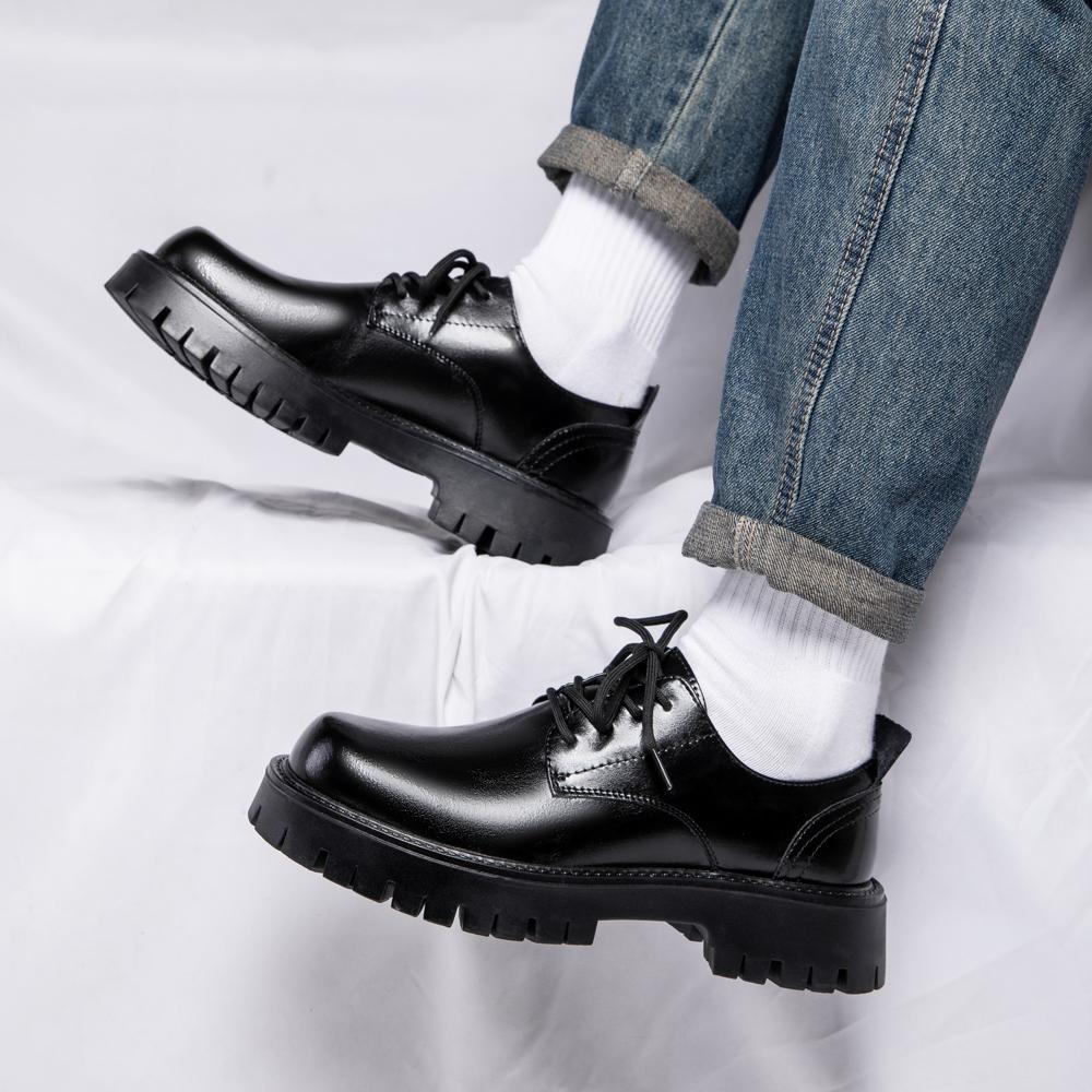 Derby pánské kožené boty s tlustou podrážkou Módní minimalistický styl Denní Venkovní Trendy Párty Dospělý kancelář ženichovy boty