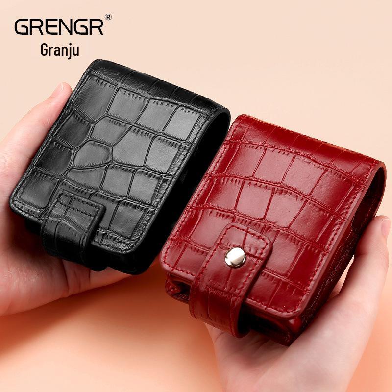 Compact Crocodile Pattern PU Leather Coin and Makeup Bag with Mirror