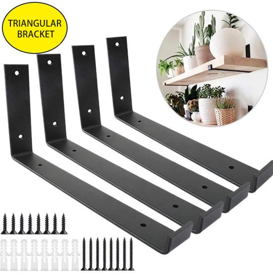 Iron Wall Triangle Bracket Easy Installation Heavy Duty L-shaped Bracket for Audio Equipment Bookshelves