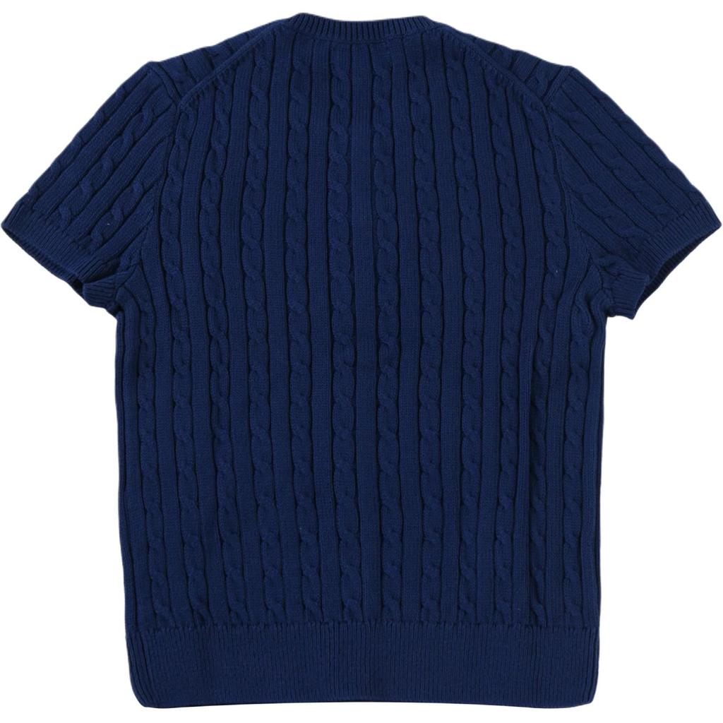 Polo Ralph Lauren PE25 Top a maglia a maniche corte monopetto con logo ricamato da donna blu 211965760-002