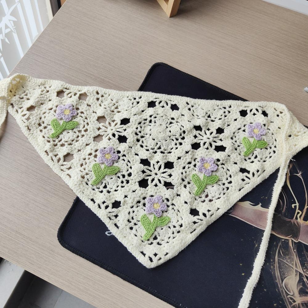 Sweet Floral Knitted Headband Flower Crochet Bandana Elegant Ethnic Style Turban  Children
