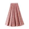 Women's High Waist Floral Pleated Midi Skirt for Spring/Summer 2026 - A-line with Wide Hem (D9908)