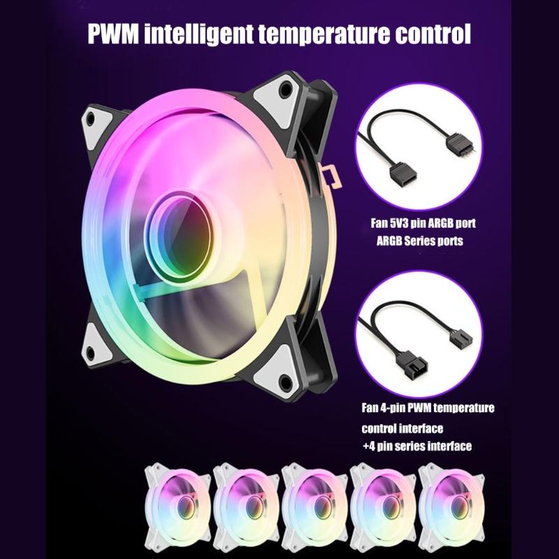 Quiet 120mm PC Cooling Fan With Hydraulic Bearing And ARGB Lighting Computer Chassises Fan For Desktop Case