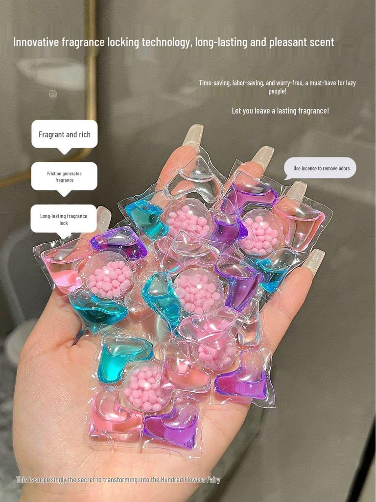 Geli Jing Giant 5D Freesia Laundry Pods: Concentrated Detergent, Large Capacity, Stain Removal, Long-lasting Fragrance
