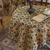 1 PC American Countryside Style Sunflower Round Table Tablecloth, Decorated With Retro Polyester Fiber Rectangular Thick Dust-Pr