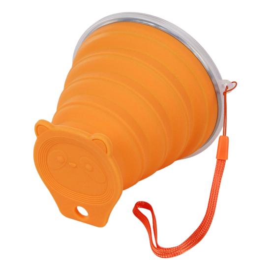 Yousheng Silicone Foldable Water Cup with Lanyard Wide-Mouth Design Leak-Proof Portable Water Bottle with Transparent Cap