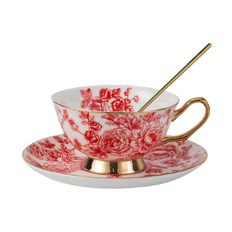 Elegant Bone China Coffee Cup and Saucer Gift Set - Luxurious Wedding and Party Favors 240ml
