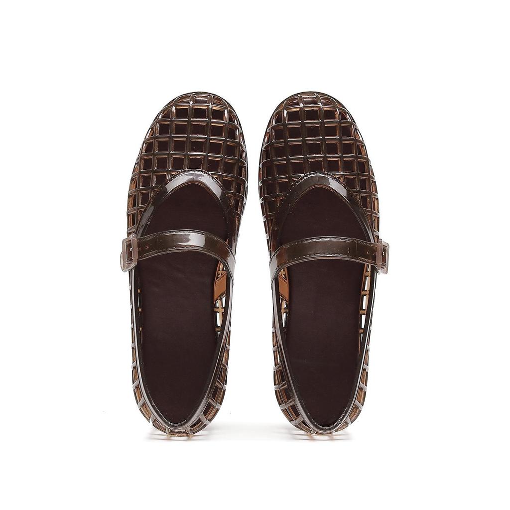 Transparent Hollow-Out Jelly Mary Jane Flats - Versatile, Breathable, Comfortable Toe Cap Shoes