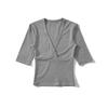 Elegante Camiseta Cruzada en V con Ceñido a la Cintura para Mujer - Capa Base de Manga Corta para Verano