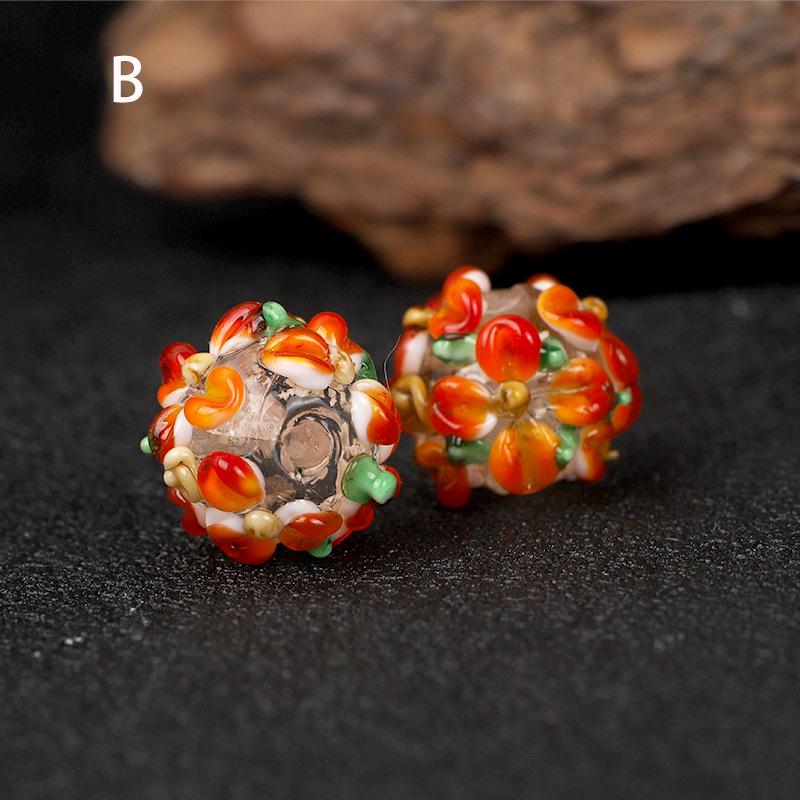 

Цветочные бусины-спейсеры Lampwork в форме бочонка - Милые цветочные DIY аксессуары для ювелирных изделий Approx. 12