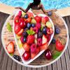 Summer Tropical Fruit Round Beach Towel Delicious Hawaii Fruits Sandproof Beach Blanket Soft Quick Dry Towel Portable Picnic Mat
