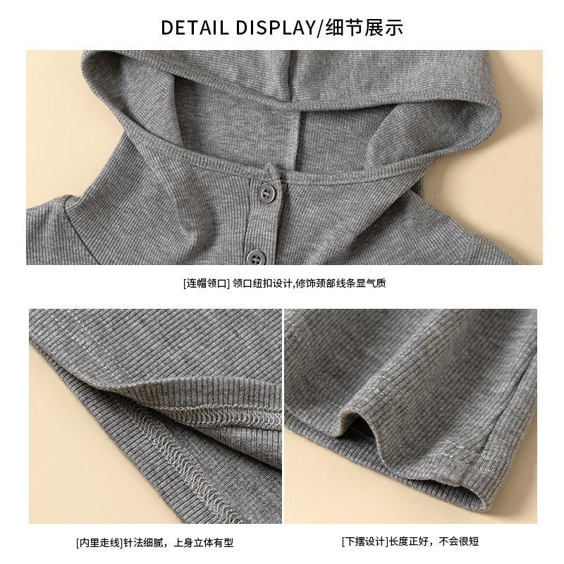 2 Half-open Hooded Sweater Women's Autumn and Winter Striped Bottoming Shirt Slim-fitting Long-sleeved Top-shirt