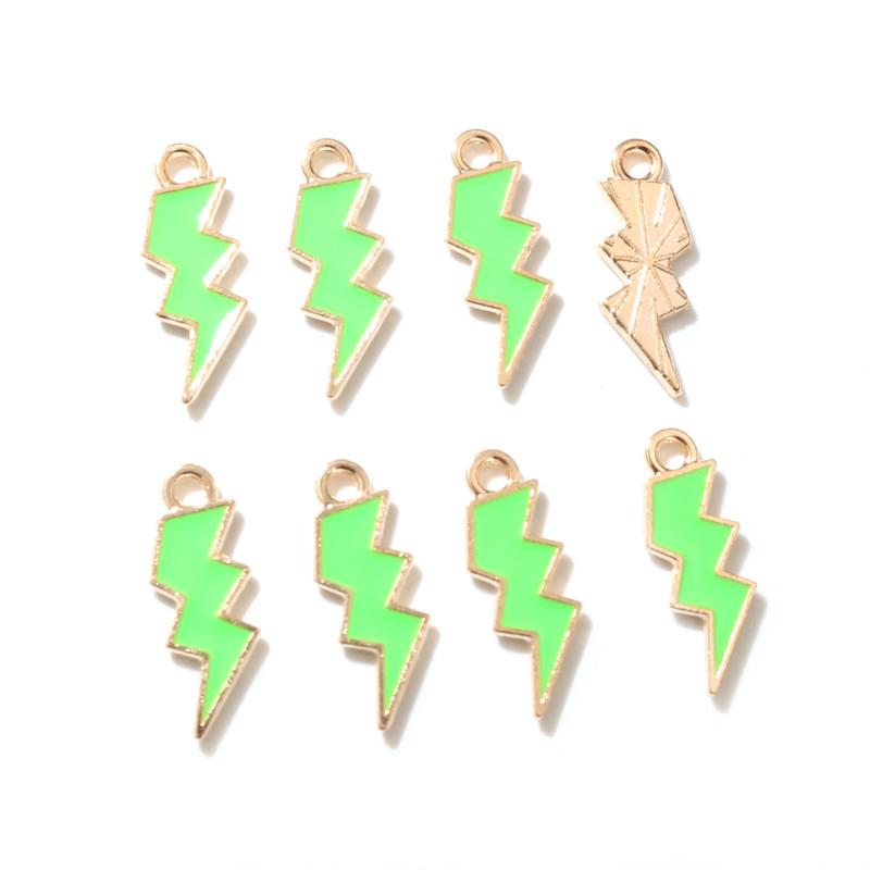 20Pcs 7*20mm Random Colors Mix New Alloy Metal Drop Oil Lightning Charms Nature Pendant For DIY Bracelet Necklace Jewelry Making