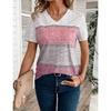 Summer women's short sleeved V-neck T-shirt fashionable
