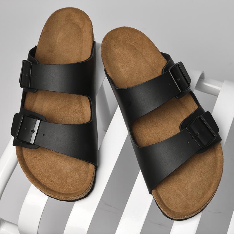 Fashion Stylish Heel Adjustable Slippers Summer Men's Casual Falts Simple Solid Color Buckle Half Drag Slip-On Shoes Outdoor Male Slides