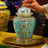 Enamel Ginger Jar Ceramic General Jar Home Retro Ceramic Candy Nuts Coffee Bean Powder Sealed Jar Desktop Ornaments Ceramic Vase