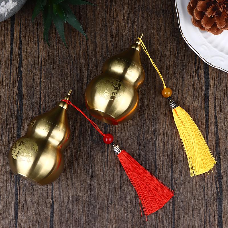 Brass Gourd Feng Shui Ornament With Tassel Feng Shui Decorative Collectible For Prosperity And Longevity Home Office Desk Decor