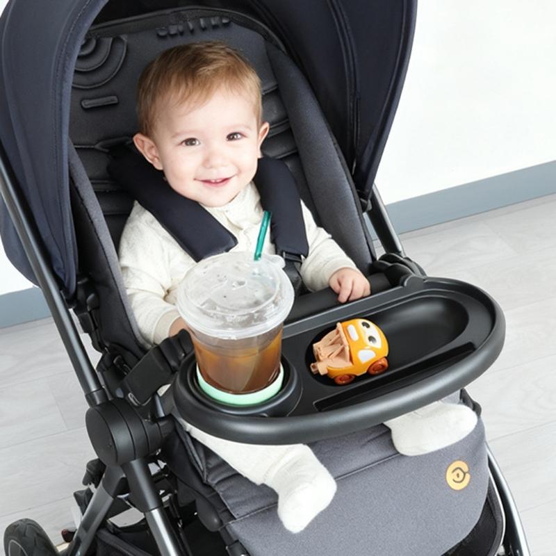 Carrozzine per Bambini Attaccabili Senza Attrezzi Vassoio Caratteristica Superficie Liscia Lavabile Vassoio Cibo per Carrozzine con Portabicchieri Design