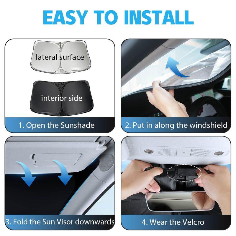 For Tesla Car Windshield Sunshade Folding Front Window Sun Shade Cover Heat Protection Visor For Model Y Model3 2024 Accessories