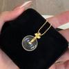 light luxury Chinese style retro round collar chain Simple natural chalcedony transparent white necklace for Women charm