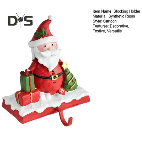 Christmas Stocking Holder Resin Snowman Santa Claus Xmas Decor Holiday Home Party Decoration for Indoor Counter Window Fireplace